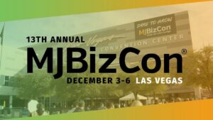 Banner of MJBizCon, which Robin Swan will attend to